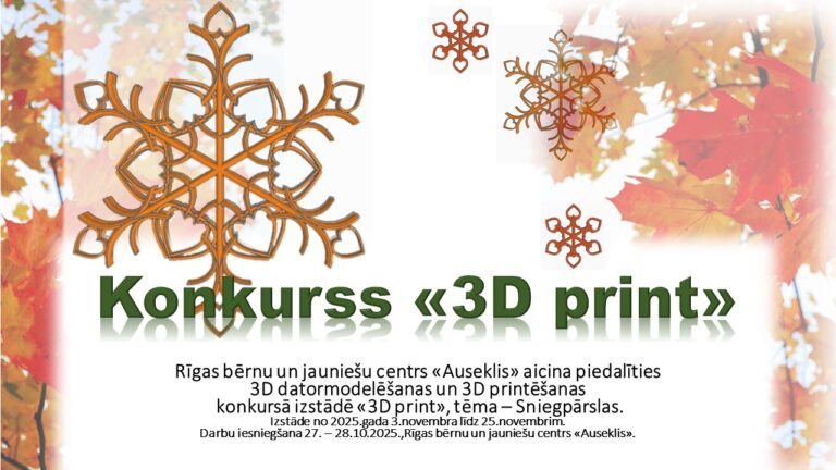 RBJC “Auseklis” aicina piedalīties konkursā “3D PRINT”!