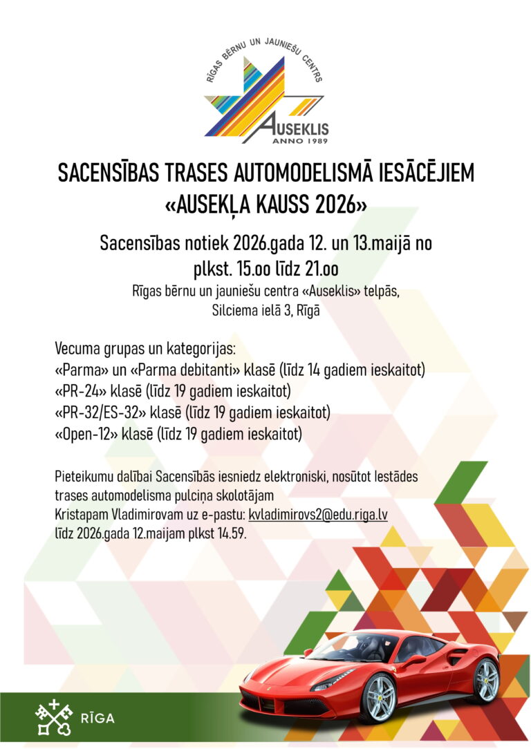 Aicina piedalīties sacensībās trases automodelismā iesācējiem “Ausekļa kauss 2026”