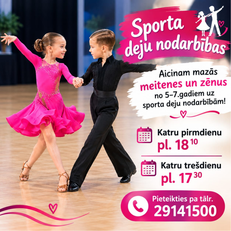 Vēl ir BRĪVAS VIETAS sporta deju programmā! Nāc, pamēģini!